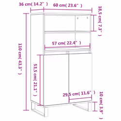 vidaXL Highboard Sideboard Tall Storage Cabinet Side Cabinet Engineered Wood - smoked oak