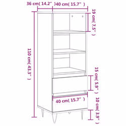 vidaXL Highboard Sideboard Tall Storage Cabinet Side Cabinet Engineered Wood - white - Additional view 10