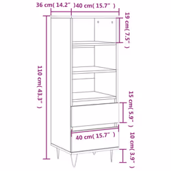 vidaXL Highboard Sideboard Tall Storage Cabinet Side Cabinet Engineered Wood - concrete grey