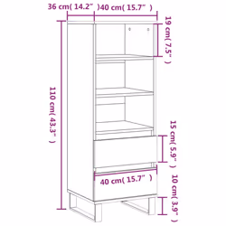 vidaXL Highboard Sideboard Tall Storage Cabinet Side Cabinet Engineered Wood - concrete grey