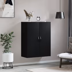 vidaXL Wall Mounted Cabinet Storage Cabinet Cupboard Smoked Oak Engineered Wood - black