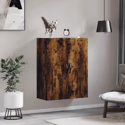 vidaXL Wall Mounted Cabinet Storage Cabinet Cupboard Smoked Oak Engineered Wood - smoked oak
