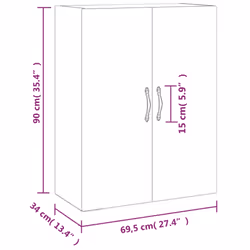 vidaXL Wall Mounted Cabinet Storage Cabinet Cupboard Smoked Oak Engineered Wood - smoked oak