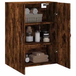 vidaXL Wall Mounted Cabinet Storage Cabinet Cupboard Smoked Oak Engineered Wood - smoked oak - Additional view 4