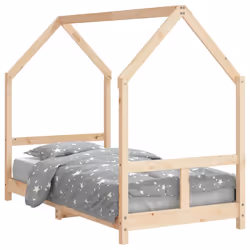 vidaXL Kids Bed Frame Bedstead Mattress Foundation 70x140 cm Solid Wood Pine - brown, 80 x 160 cm
