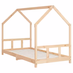 vidaXL Kids Bed Frame Bedstead Mattress Foundation 70x140 cm Solid Wood Pine - brown, 90 x 190 cm