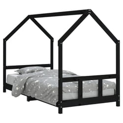 vidaXL Kids Bed Frame Bedstead Mattress Foundation 70x140 cm Solid Wood Pine - black, 90 x 190 cm
