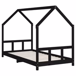 vidaXL Kids Bed Frame Bedstead Mattress Foundation 70x140 cm Solid Wood Pine - black, 90 x 190 cm
