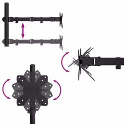 vidaXL Triple Monitor Stand Monitor Arm Mount Monitor Mount Black Steel VESA - single - Additional view 8