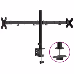 vidaXL Triple Monitor Stand Monitor Arm Mount Monitor Mount Black Steel VESA - dual