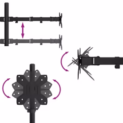 vidaXL Triple Monitor Stand Monitor Arm Mount Monitor Mount Black Steel VESA - dual - Additional view 8