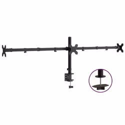 vidaXL Triple Monitor Stand Monitor Arm Mount Monitor Mount Black Steel VESA - triple