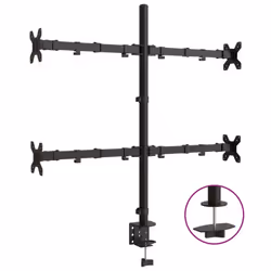 vidaXL Triple Monitor Stand Monitor Arm Mount Monitor Mount Black Steel VESA - quad