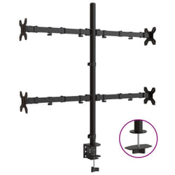 vidaXL Triple Monitor Stand Monitor Arm Mount Monitor Mount Black Steel VESA - quad