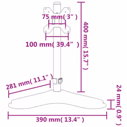 ) vidaXL Monitor Mount Single Monitor Stand Monitor Arm Mount Black Steel VESA - single (without arm - Additional view 9