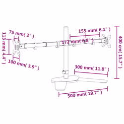 vidaXL Monitor Mount Single Monitor Stand Monitor Arm Mount Black Steel VESA - dual - Additional view 3
