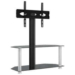 vidaXL Corner TV Stand for 32-70 Inch Universal Cantilever TV Floor Stand - black and silver, 90 x 40 x 101 cm