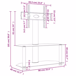 vidaXL Corner TV Stand for 32-70 Inch Universal Cantilever TV Floor Stand - silver, 90 x 40 x 101 cm