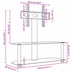 vidaXL Corner TV Stand for 32-70 Inch Universal Cantilever TV Floor Stand - black, 110 x 40 x 101 cm