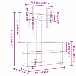 vidaXL Corner TV Stand for 32-70 Inch Universal Cantilever TV Floor Stand - silver, 90 x 40 x 110 cm
