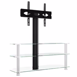 vidaXL Corner TV Stand for 32-70 Inch Universal Cantilever TV Floor Stand - silver, 110 x 40 x 110 cm