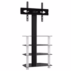 vidaXL Corner TV Stand for 32-70 Inch Universal Cantilever TV Floor Stand - black and silver, 65.5 x 40 x 131 cm