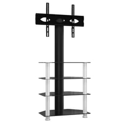 vidaXL Corner TV Stand for 32-70 Inch Universal Cantilever TV Floor Stand - black and silver, 65.5 x 40 x 131 cm