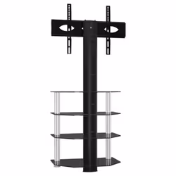 vidaXL Corner TV Stand for 32-70 Inch Universal Cantilever TV Floor Stand - black and silver, 65.5 x 40 x 131 cm