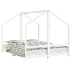 vidaXL Kids Bed Frame Wooden Bedstead Bed Base Children's Bed Solid Wood Pine - white, 80 x 200 cm