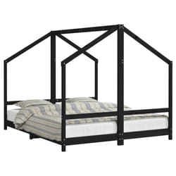 vidaXL Kids Bed Frame Wooden Bedstead Bed Base Children's Bed Solid Wood Pine - black