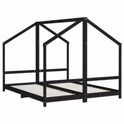 vidaXL Kids Bed Frame Wooden Bedstead Bed Base Children's Bed Solid Wood Pine - black