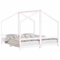 vidaXL Kids Bed Frame Wooden Bedstead Bed Base Children's Bed Solid Wood Pine - white