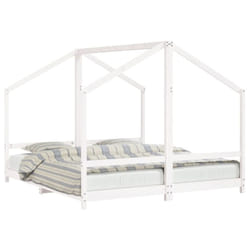 vidaXL Kids Bed Frame Wooden Bedstead Bed Base Children's Bed Solid Wood Pine - white