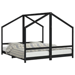 vidaXL Kids Bed Frame Wooden Bedstead Bed Base Children's Bed Solid Wood Pine - black, 90 x 200 cm