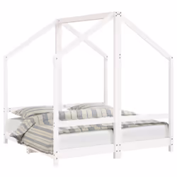 vidaXL Kids Bed Frame Wooden Bedstead Bed Base Children's Bed Solid Wood Pine - white, 70 x 140 cm