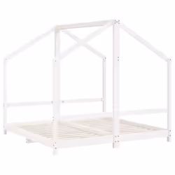 vidaXL Kids Bed Frame Wooden Bedstead Bed Base Children's Bed Solid Wood Pine - white, 80 x 160 cm
