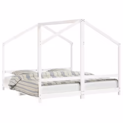 vidaXL Kids Bed Frame Wooden Bedstead Bed Base Children's Bed Solid Wood Pine - white, 90 x 190 cm