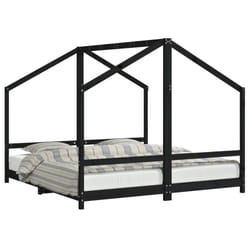 vidaXL Kids Bed Frame Wooden Bedstead Bed Base Children's Bed Solid Wood Pine - black, 90 x 190 cm