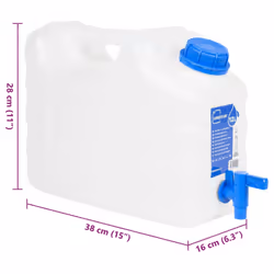 vidaXL Water Container with Tap Storage Water Carrier Transparent Plastic - 12 l - Additional view 3