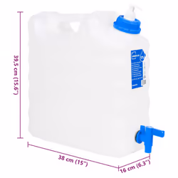 vidaXL Water Container with Tap Storage Water Carrier Transparent Plastic - 17 l