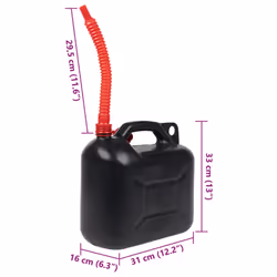 vidaXL Fuel Can with Flexible Spout Petrol Jerry Can 3 pcs Black 10 L Plastic