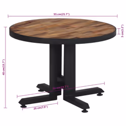 vidaXL Coffee Table Hall Side End Table Sofa Table Round Solid Reclaimed Teak - Additional view 7