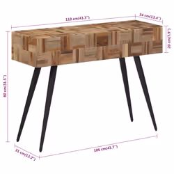 vidaXL Console Table End Table Hallway Side Sofa Table Solid Reclaimed Teak - Additional view 6