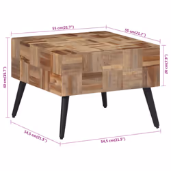 vidaXL Coffee Table Hall Side End Table Sofa Table Grey Solid Reclaimed Teak - Additional view 7