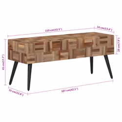 vidaXL Bench Hallway Bench Chair Living Room Bench Seat Solid Reclaimed Teak