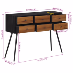 vidaXL Console Table with Drawers End Table Side Table Solid Reclaimed Teak