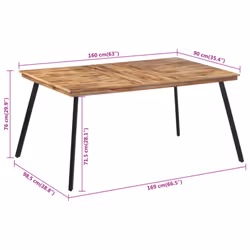 vidaXL Dining Table Kitchen Dinner Table Dining Room Table Solid Wood Teak