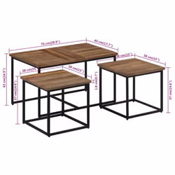 vidaXL Nesting Coffee Tables Nesting Table End Table 3 pcs Solid Wood Teak
