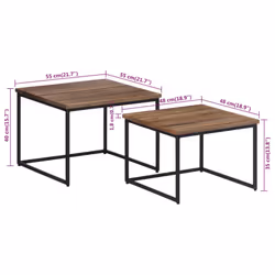 vidaXL Nesting Coffee Tables Nesting Table End Table 2 pcs Solid Wood Teak