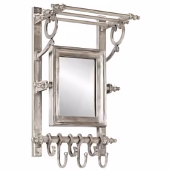 vidaXL Luggage Rack with Coat Hangers Wall Mounted Hat Coat Hooks Aluminium
